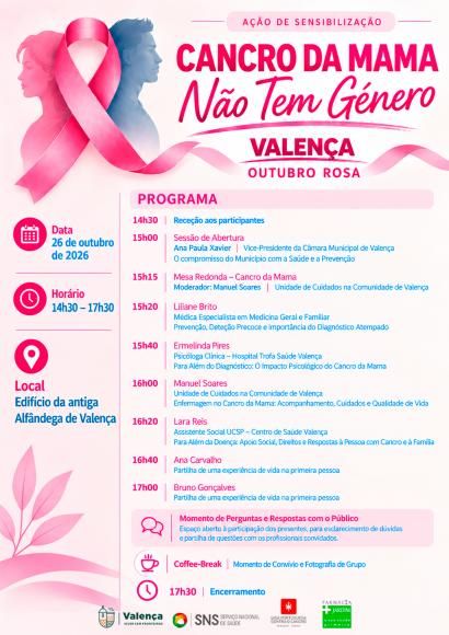 A&ccedil;&atilde;o de Sensibiliza&ccedil;&atilde;o: "Cancro da Mama N&atilde;o Tem G&eacute;nero" em Valen&ccedil;a