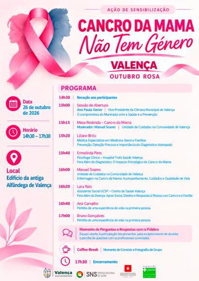 A&ccedil;&atilde;o de Sensibiliza&ccedil;&atilde;o: "Cancro da Mama N&atilde;o Tem G&eacute;nero" em Valen&ccedil;a