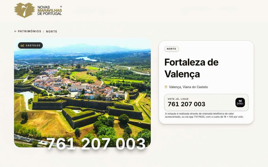Fortaleza de Valen&ccedil;a na corrida &agrave;s Novas 7 Maravilhas de Portugal