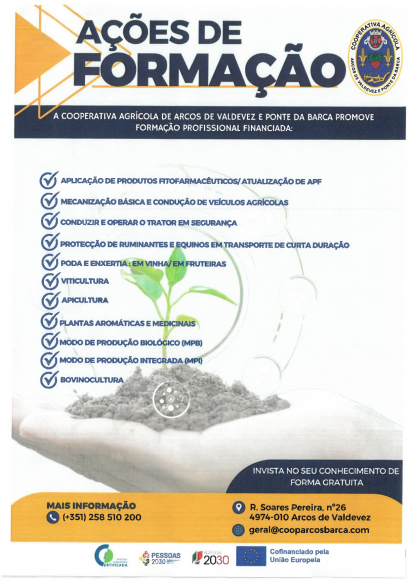 Ações de formação na área da agricultura em especial curso de trator e aplicação de fitofarmacêuticos