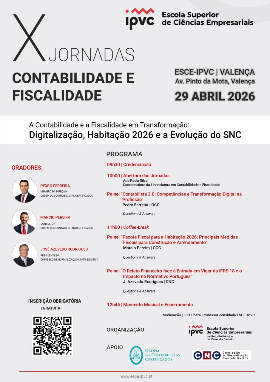 X&ordf; Jornadas de Contabilidade e Fiscalidade da ESCE