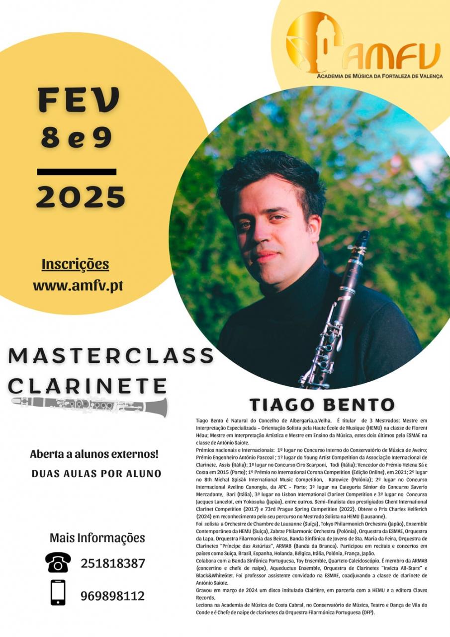 Academia de Música da Fortaleza de Valença - Masterclass de Clarinete