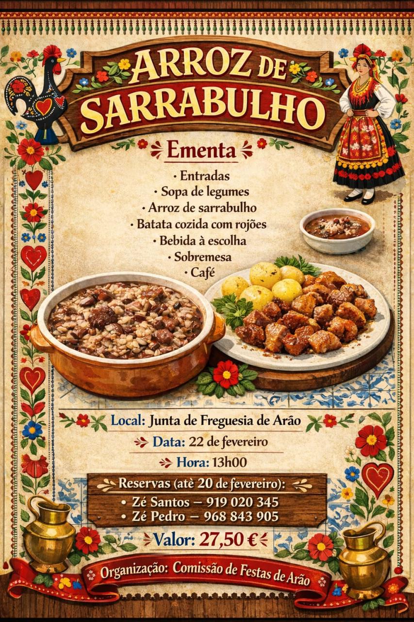 Arroz de Sarrabulho - Junta de Freguesia de Ar&atilde;o